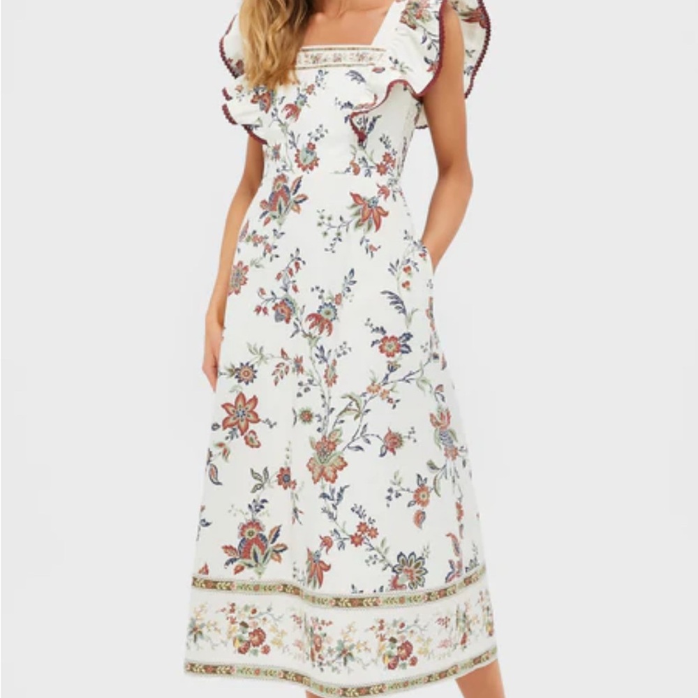 Tuckernuck XS White Floral Midi Dress